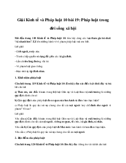 Giải Kinh tế và Pháp luật 10 bài 19 CD