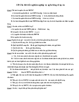 Bộ câu hỏi trắc nghiệm ôn tập môn Nghiệp vụ ngân hàng có đáp án