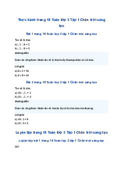 Tìm số bị chia, tìm số chia trang 18 Chân trời sáng tạo