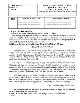Đề thi học kì 2 môn Tiếng Việt lớp 4 năm học 2018 - 2019