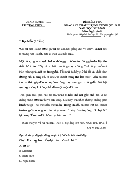 Đề thi học kì 1 môn Ngữ văn 8 năm 2023 - 2024 sách Cánh diều - Đề 5