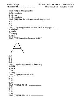 Đề thi học kì 1 lớp 2 năm 2023 - 2024 theo Thông tư 27 | Toán 2 Cánh diều đề 1