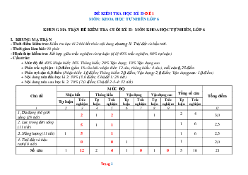 Bộ đề thi học kỳ 2 KHTN 6 kết nối tri thức (có đáp án và ma trận)