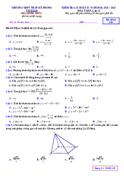Đề cuối kỳ 2 Toán 11 năm 2022 – 2023 trường THPT Trần Kỳ Phong – Quảng Ngãi
