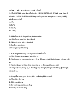 Đề thi trắc nghiệm Kinh tế vĩ mô | Đại học Kỹ thuật - Công nghệ Cần Thơ