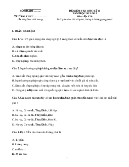 Đề thi học kì 2 môn Địa lí 10 Kết nối tri thức năm 2023