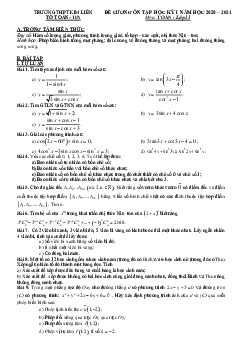 Đề cương ôn tập học kỳ 1 Toán 11 năm 2020 – 2021 trường THPT Kim Liên – Hà Nội