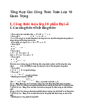 Tổng Hợp Các Công Thức Toán Lớp 10 Quan Trọng -  Toán 10