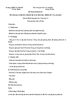 Bài 4: Phương trình, bất phương trình mũ và lôgarit | Giáo án Toán 11 Cánh diều