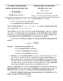 TOP 3 Đề thi thử Tuyển Sinh vào 10 môn Toán Huyện Hóc Môn năm học 2024-2025 (có đáp án)