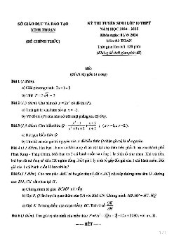 Đề thi tuyển sinh vào 10 môn Toán của Sở GD&ĐT Ninh Thuận năm học 2024 - 2025