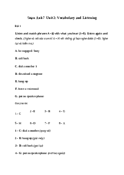 Giải Tiếng Anh 7 Unit 2: Vocabulary and Listening | Friends Plus