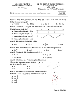 Đề thi thử Toán tốt nghiệp THPT 2021 lần 1 trường THPT Cẩm Xuyên – Hà Tĩnh