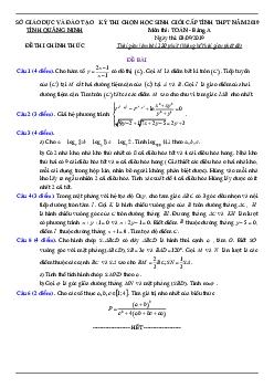 Đề thi chọn HSG cấp tỉnh Toán 12 THPT năm 2019 sở GD&ĐT Quảng Ninh