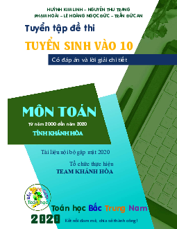 Tuyển tập 20 năm đề thi tuyển sinh vào lớp 10 môn Toán sở GD&ĐT Khánh Hòa
