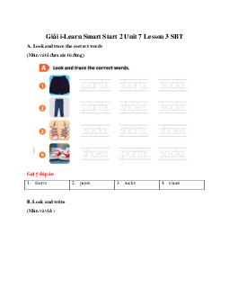 Giải SBT i-Learn Smart Start 2 Unit 7 Lesson 3