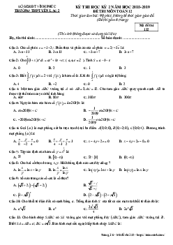 Đề thi HK2 Toán 12 năm học 2018 – 2019 trường THPT Yên Lạc 2 – Vĩnh Phúc