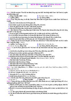 Đề ôn thi HK2 môn Sử 12 có đáp án năm 2022 - Đề 1