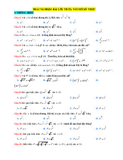 TOP 50 câu trắc nghiệm Lũy thừa với mũ số thực theo mức độ (giải chi tiết)