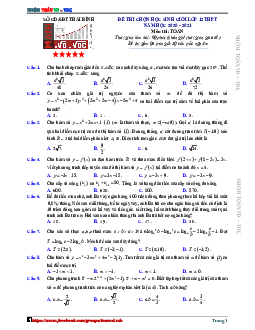 Đề thi học sinh giỏi cấp tỉnh Toán 12 năm 2020 – 2021 sở GD&ĐT Bắc Giang