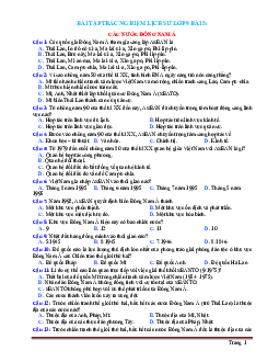 TOP 20 câu trắc nghiệm Lịch sử 9 bài 5: Các nước Đông Nam Á (có đáp án)