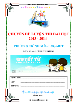 Chuyên đề phương trình mũ và logarit – Lưu Huy Thưởng
