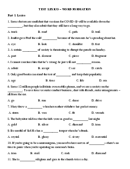 Test Lexico - Word Formation without key