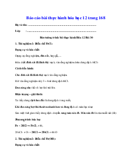 Báo cáo bài thực hành hóa học 12 trang 168