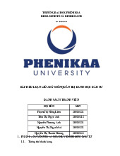Bài tiểu luận giữa kỳ học phần Quản trị danh mục đầu tư nhóm 10 | Trường Đại học Phenikaa