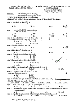 Đề cuối kì 1 Toán 7 năm 2023 – 2024 trường THCS Quang Trung – Hải Phòng