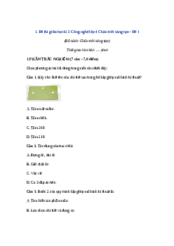 Bộ đề thi giữa học kì 2 Công nghệ lớp 4 Chân trời sáng tạo