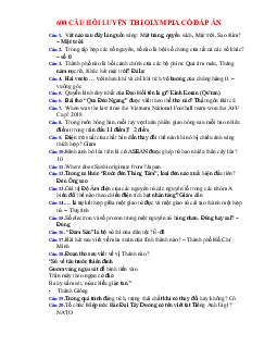TOP 600 câu hỏi luyện thi Olympia năm 2022 (có đáp án)