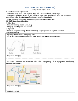 Giáo án KHTN 8 Kết nối tri thức bài 4 Dung dịch và nồng độ