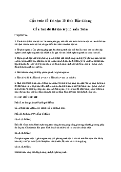 Cấu trúc đề thi vào 10 năm 2023 - 2024 tỉnh Bắc Giang