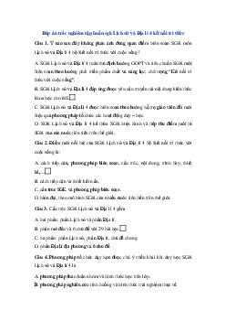 Đáp án trắc nghiệm tập huấn sgk Lịch sử và Địa lí 4 | Kết nối tri thức