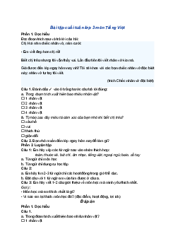Bài tập cuối tuần lớp 3 môn Tiếng Việt CTST Tuần 1 - Đề 1 | Chân trời sáng tạo