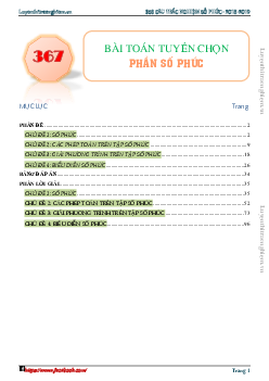 367 bài toán số phức tuyển chọn có lời giải chi tiết Toán 12