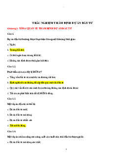 Trắc nghiệm thẩm định dự án đầu tư (có đáp án )