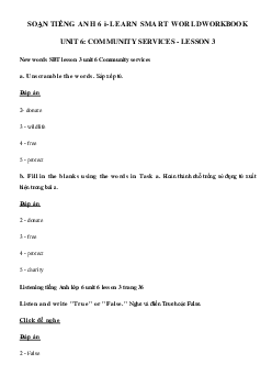 Sách bài tập tiếng Anh lớp 6 Unit 6 Lesson 3 - Smart World