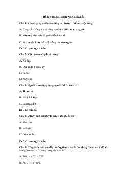 Đề thi giữa kì 1 KHTN 6 Cánh Diều năm 2023 - Đề 2
