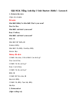 Giải SGK Tiếng Anh lớp 1 Unit Starter: Hello! - Lesson 6 | Family & Friends