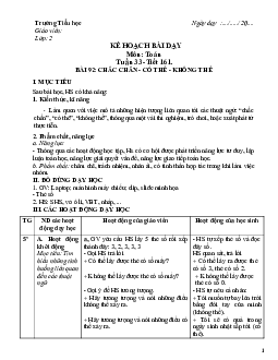 Giáo án Toán 2 sách Cánh diều (Cả năm) | Tuần 33