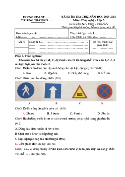 Đề thi học kì 1 môn Công nghệ lớp 3 năm 2023 - 2024 (Đề 3) | Cánh diều