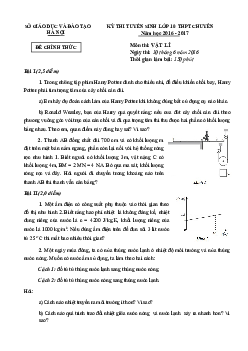 Đề tuyển sinh vào lớp 10 chuyên Lý sở Hà Nội 2016 - 2017