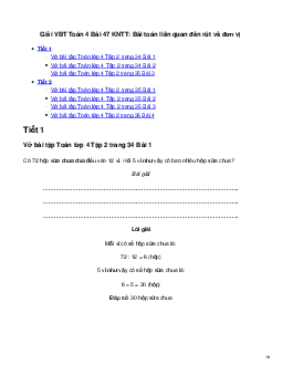 Vở bài tập Toán lớp 4 Bài 47: Bài toán liên quan đến rút về đơn vị Kết nối tri thức