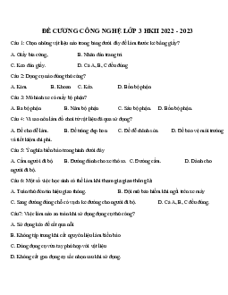 Đề cương ôn tập học kì 2 môn Công nghệ 3 | Kết nối tri thức