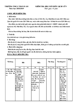 Đề thi học kì 1 lớp 9 môn Lịch sử trường THCS Thanh Am, Long Biên năm 2018 - 2019 (mã đề 901)