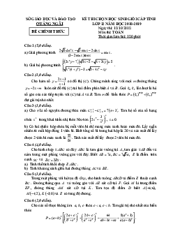 Đề thi chọn học sinh giỏi cấp tỉnh Toán 12 năm 2018 – 2019 sở GD và ĐT Quảng Ngãi