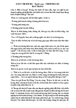 Câu hỏi lý thuyết ôn tập môn Quản trị rủi ro