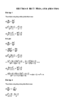 Toán 8 Bài 7: Nhân, chia phân thức - Chân trời sáng tạo